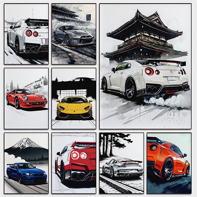 Japanese Car Lifestyle - 일본식 Supercar 벽 아트 포스터 현대