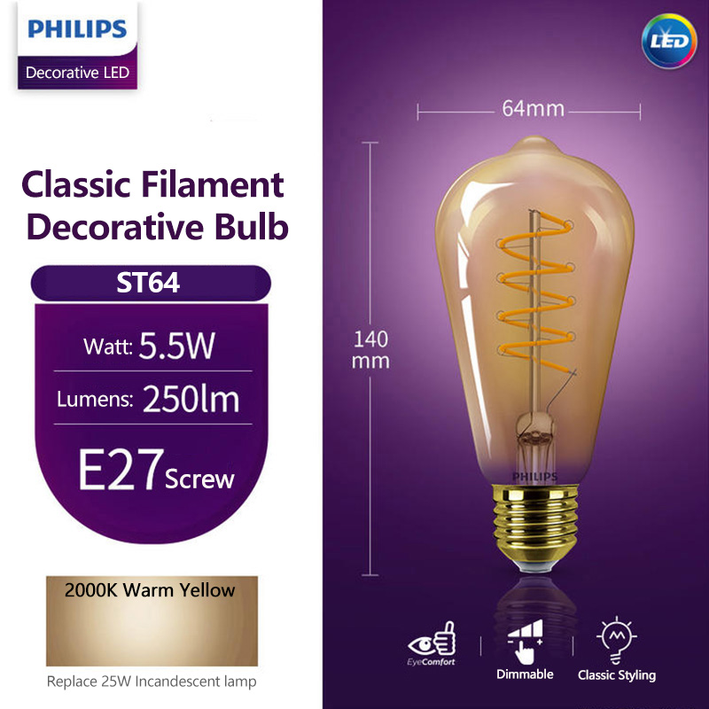 필립스 LED 장식용 전구 ST64 T32 G93 E2 - Philips Bulb Led Classic 리뷰 및 가격