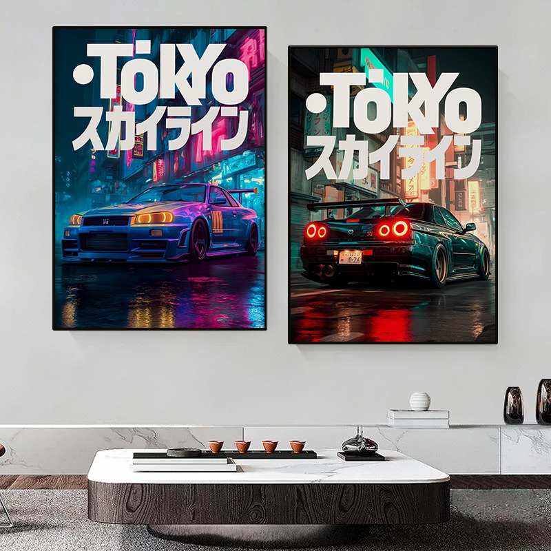 빈티지 도쿄 JDM 자동차 포스터 네온 일본 스트리트  - Japanese Car Lifestyle 리뷰 및 가격